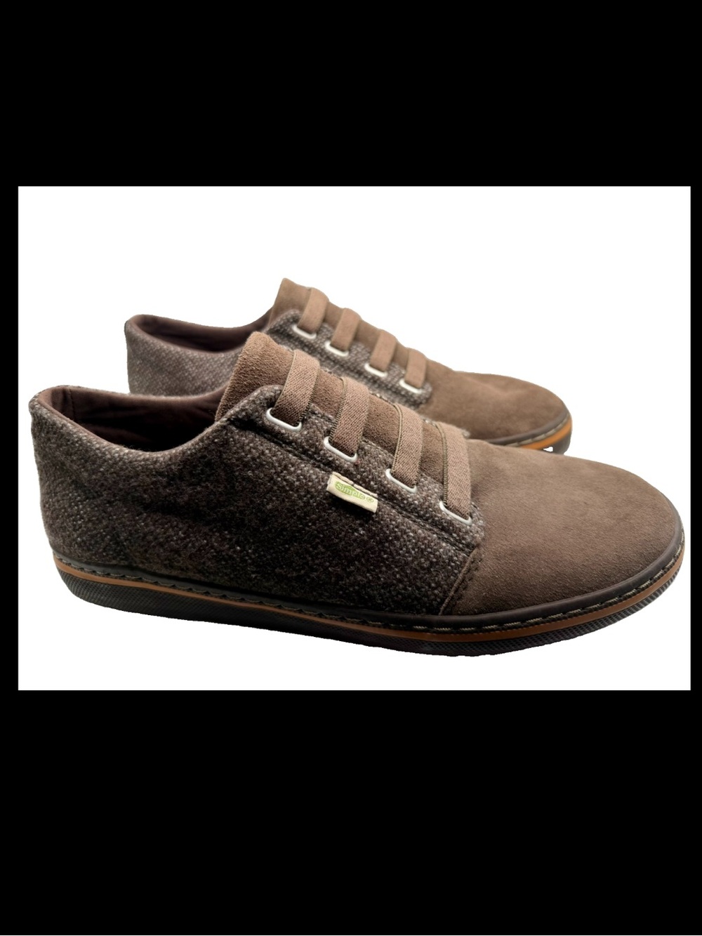 Simple Brand Mens Brown Wool Tweed Sneaker US 12 EU 45.5 Carport Elastic Slip On